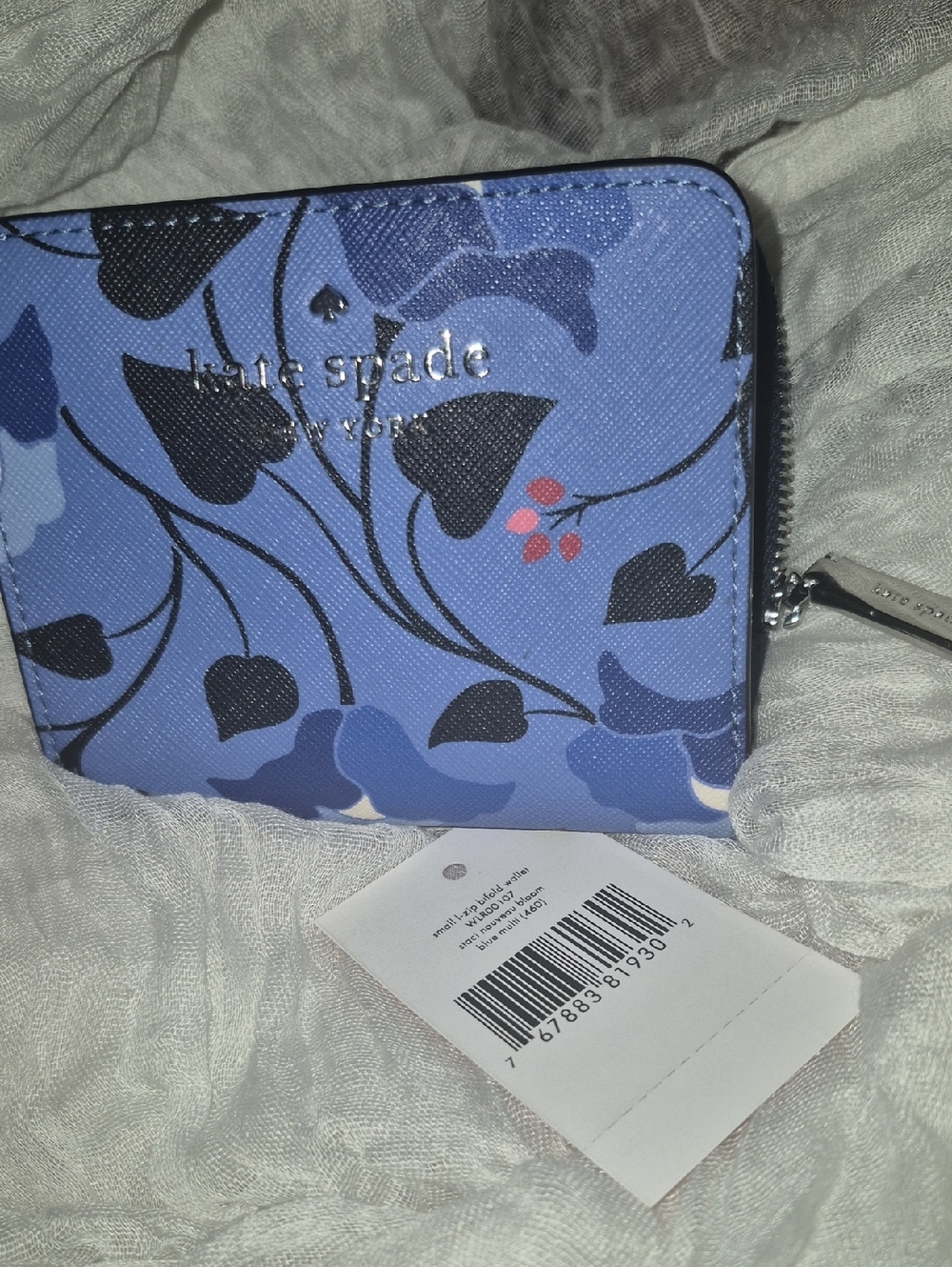 Kate Spade Staci Floral L-Zip Around Wallet with Pink Accents